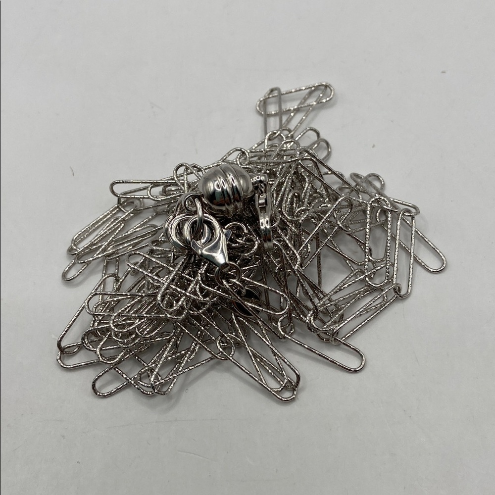 Bellezza Bronze 3 Strand Paperclip Elongated Link Necklace 
Silver - Picture 11 of 12